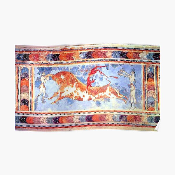 Minoan Bull Leaping Fresco Poster