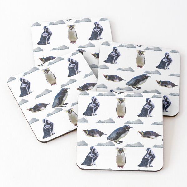 Item preview,  African black-footed penguins, northern rockhopper penguins and iceberg print designed and sold by sharasaur.