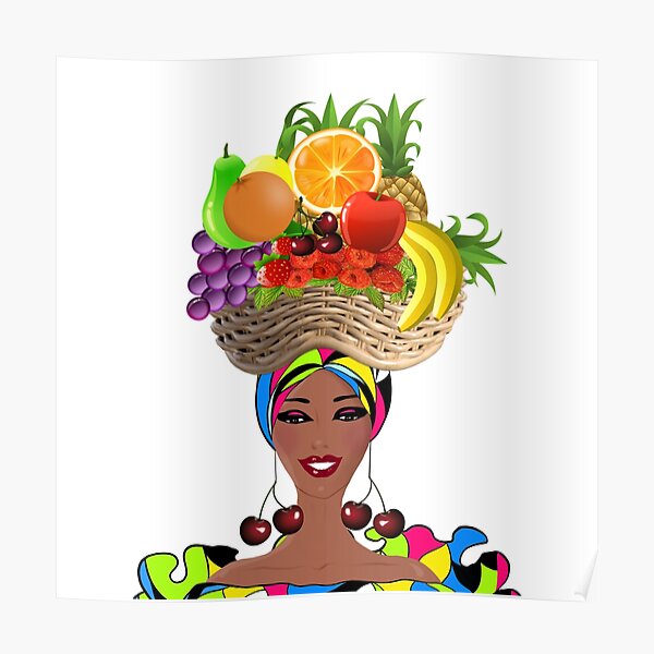 Póster «Mujer cubana con sombrero frutas.» de bambino12345678 | Redbubble