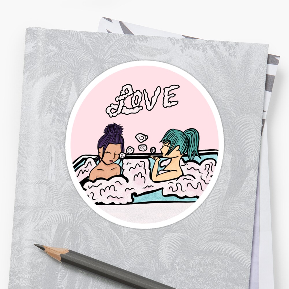 Love Lesbians And Bubbles Sticker By Alextsatsos Redbubble