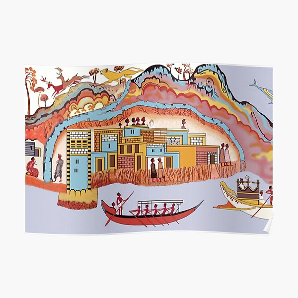 Minoan Admirals Flotilla Fresco Thera Scene Restoration Poster