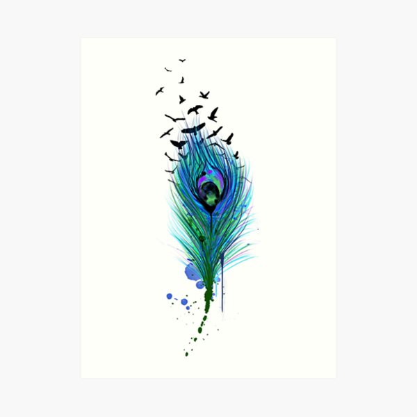 BEAUTIFUL WALL POSTER - PEACOCK FEATHER DESIGN Paper Print