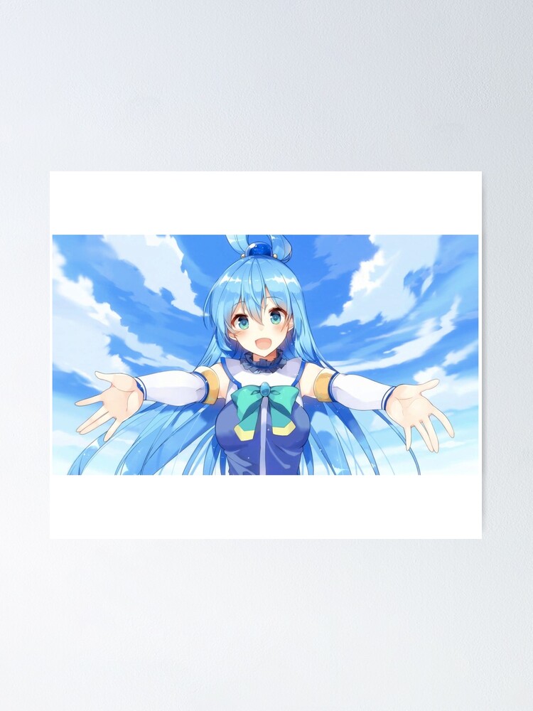 Jumping Aqua KonoSuba Anime Girl Sticker for Sale by slinkraz