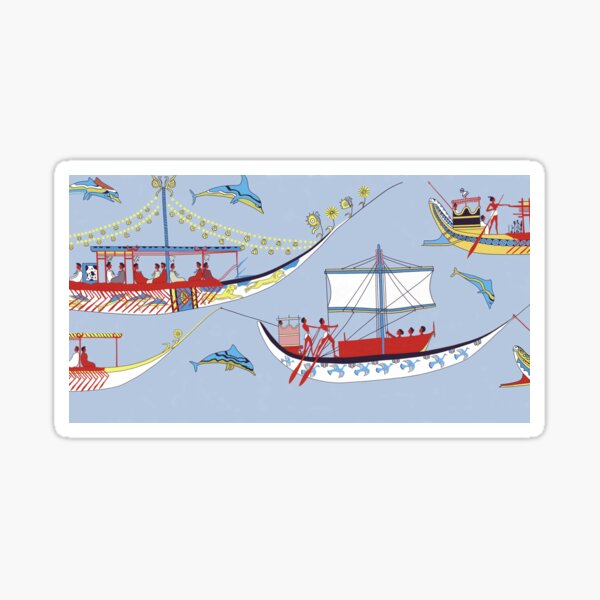 Minoan Admirals Flotilla Fresco Shipping Scene Restoration Sticker