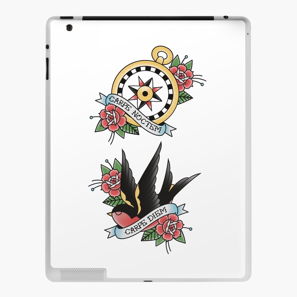 Carpe Diem Carpe Noctem Compass Swallow Full color Carpe Diem Carpe Noctem Compass Swallow Full color