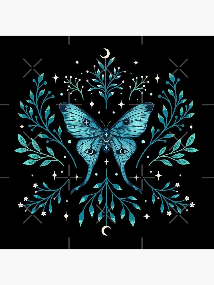 Mystical Moon Moth - Turquoise by episodicDrawing