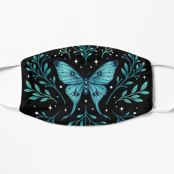 Mystical Moon Moth - Turquoise  Flat Mask