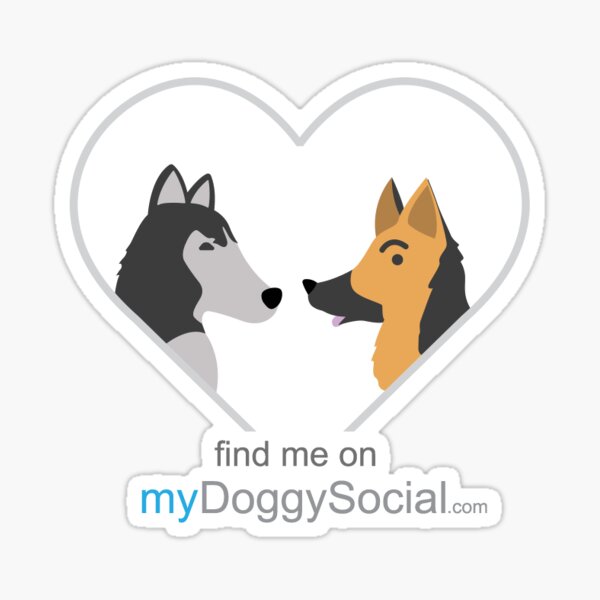 myDoggySocial dog lovers find me on mydoggysocial mobile app Sticker