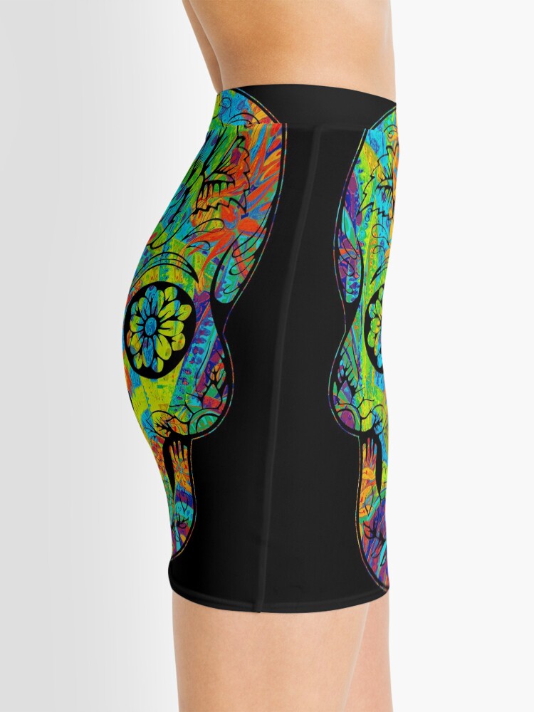Alternate view of cool floral skull art Mini Skirt