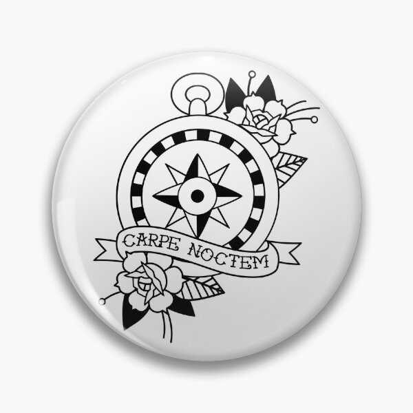 Item preview, Carpe Noctem Traditional Tattoo Compass on White designed and sold by Tiffany Johnson.
