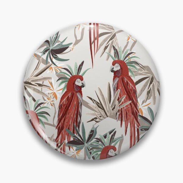 Item preview,  Patrón floral de loros rojos y hojas exóticas designed and sold by Robin Jensen.