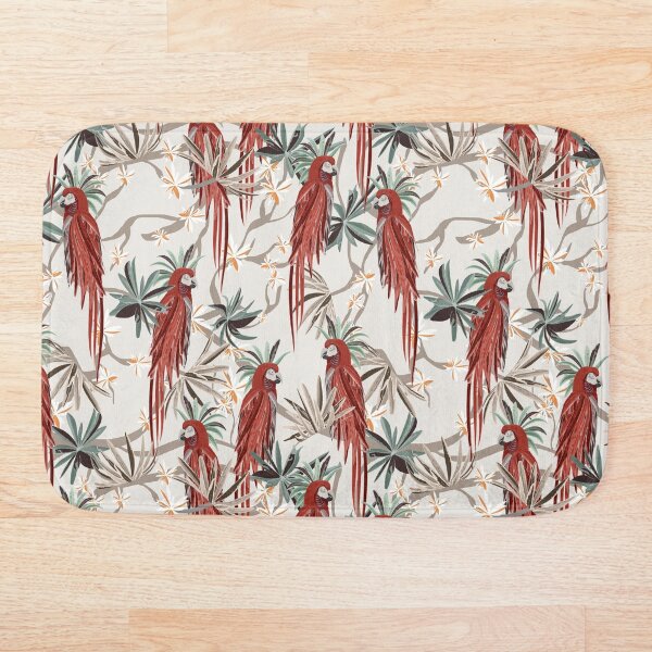 Item preview,  Patrón floral de loros rojos y hojas exóticas designed and sold by Robin Jensen.