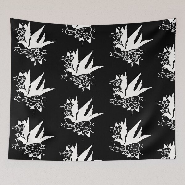 Item preview, Carpe Diem Traditional Tattoo Barn Swallow on Black designed and sold by Tiffany Johnson.