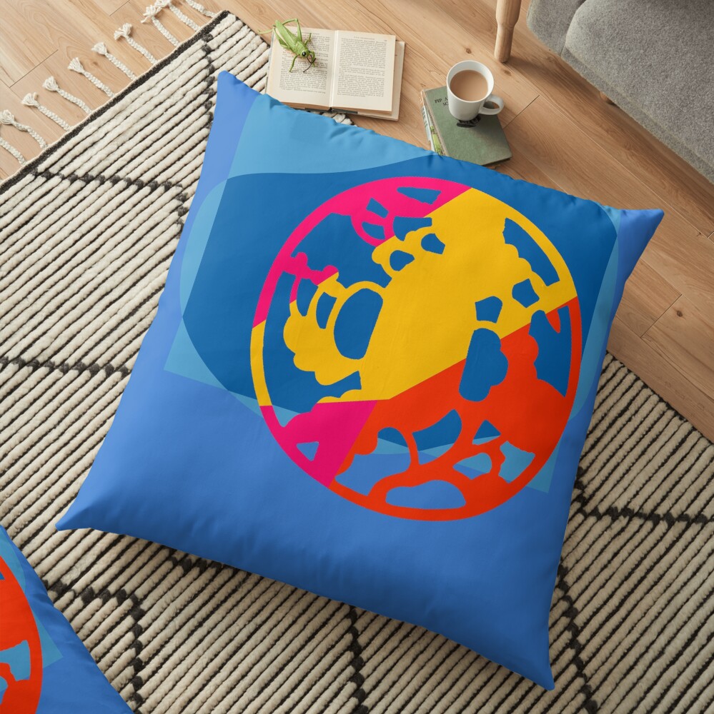 Colorful Abstract Geometric Art Floor Pillow