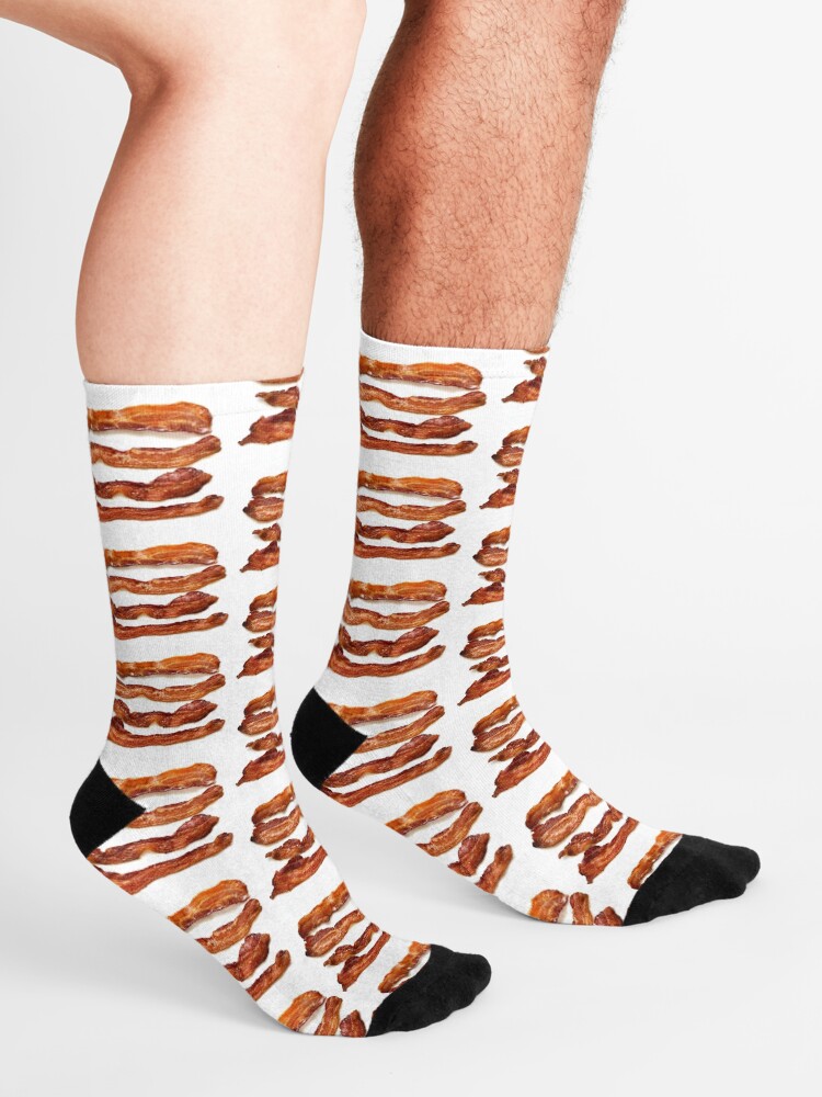 Alternate view of Bacon, Bacon socks, Bacon greeting card, Bacon mug, Bacon pillow, Bacon mask Socks