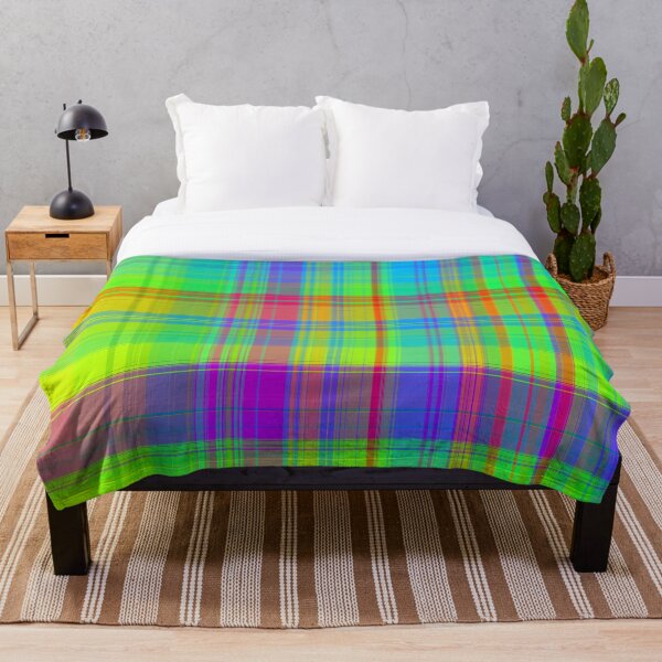 Item preview, Rainbow Plaid Fabric Pattern Bright Colorful Stripes designed and sold by RootSquare.