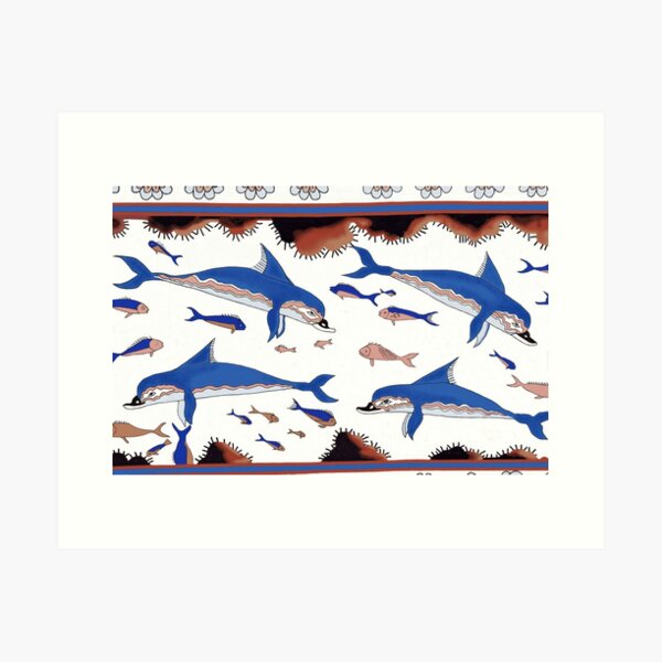 Minoan Dolphins Fresco Restoration Art Print