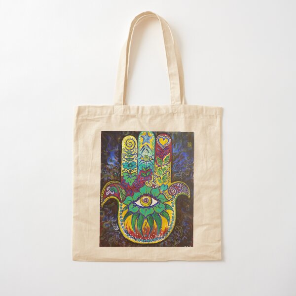 Blue Hamsa Cotton Tote Bag
