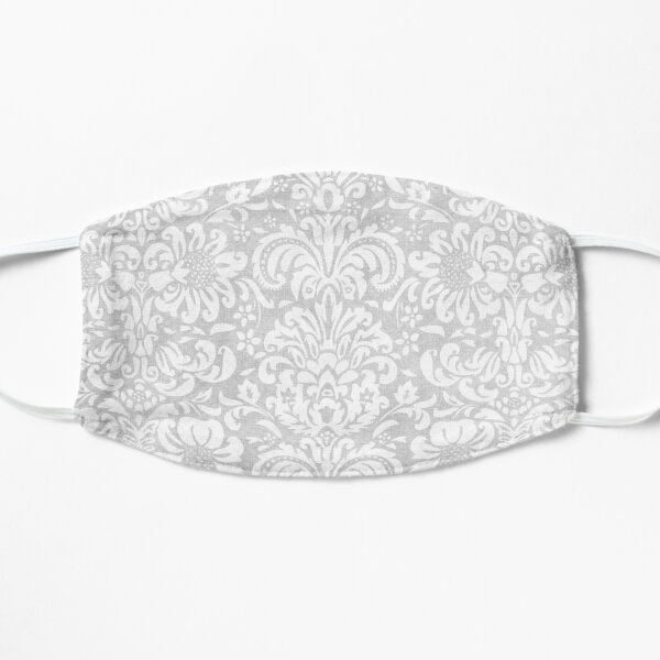 Vintage White & Grey Damask Flat Mask