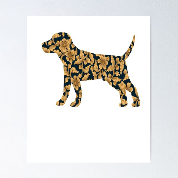 Item preview, beagle dog golden ornamental floral gift designed and sold by alaechamlal.