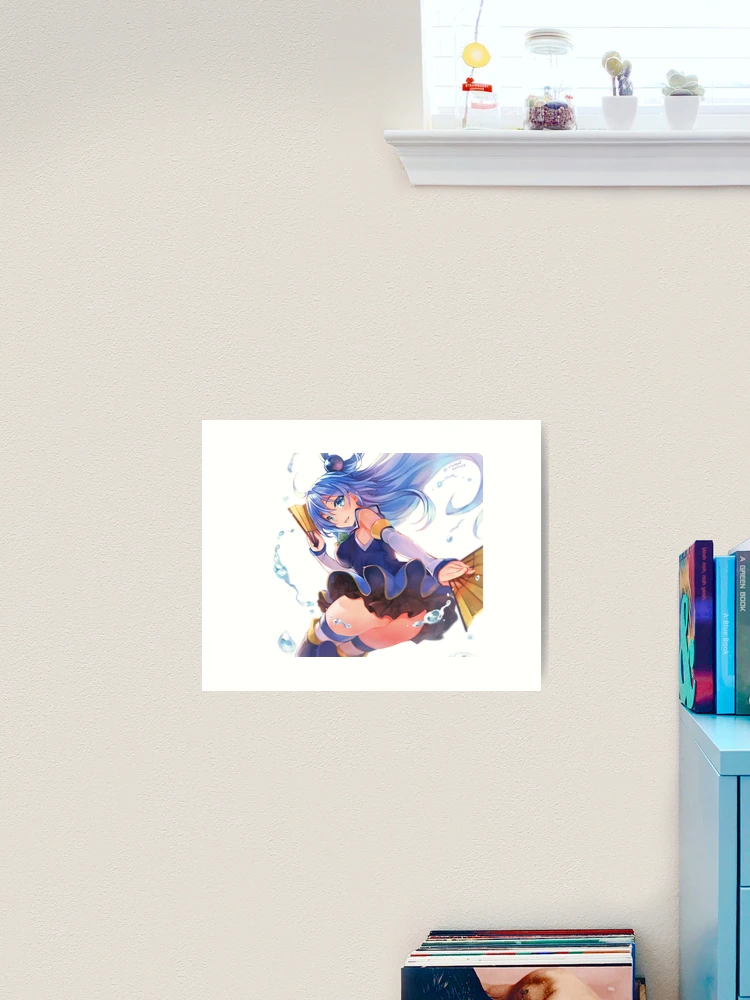 Shy Aqua KonoSuba Anime Girl Mounted Print for Sale by slinkraz