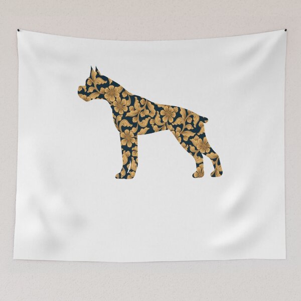 Item preview, boxer dog golden ornamental floral gift designed and sold by alaechamlal.