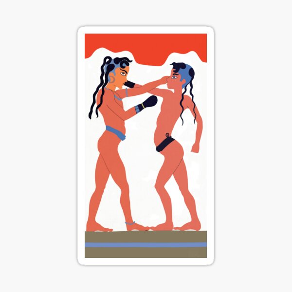 Minoan Boxing Boys Fresco Restoration Sticker