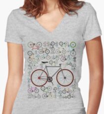 Love Fixie Road Bike Women's Fitted V-Neck T-Shirt