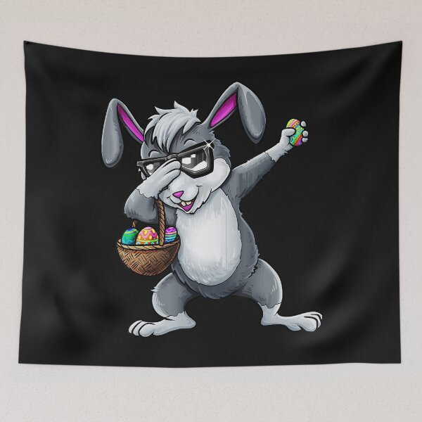 Aperçu de l'œuvre Funny Dabbing Rabbit Easter Easter Egg Hunt créée et vendue par LamaraGodina.