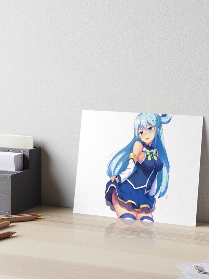 Shy Aqua KonoSuba Anime Girl Mounted Print for Sale by slinkraz