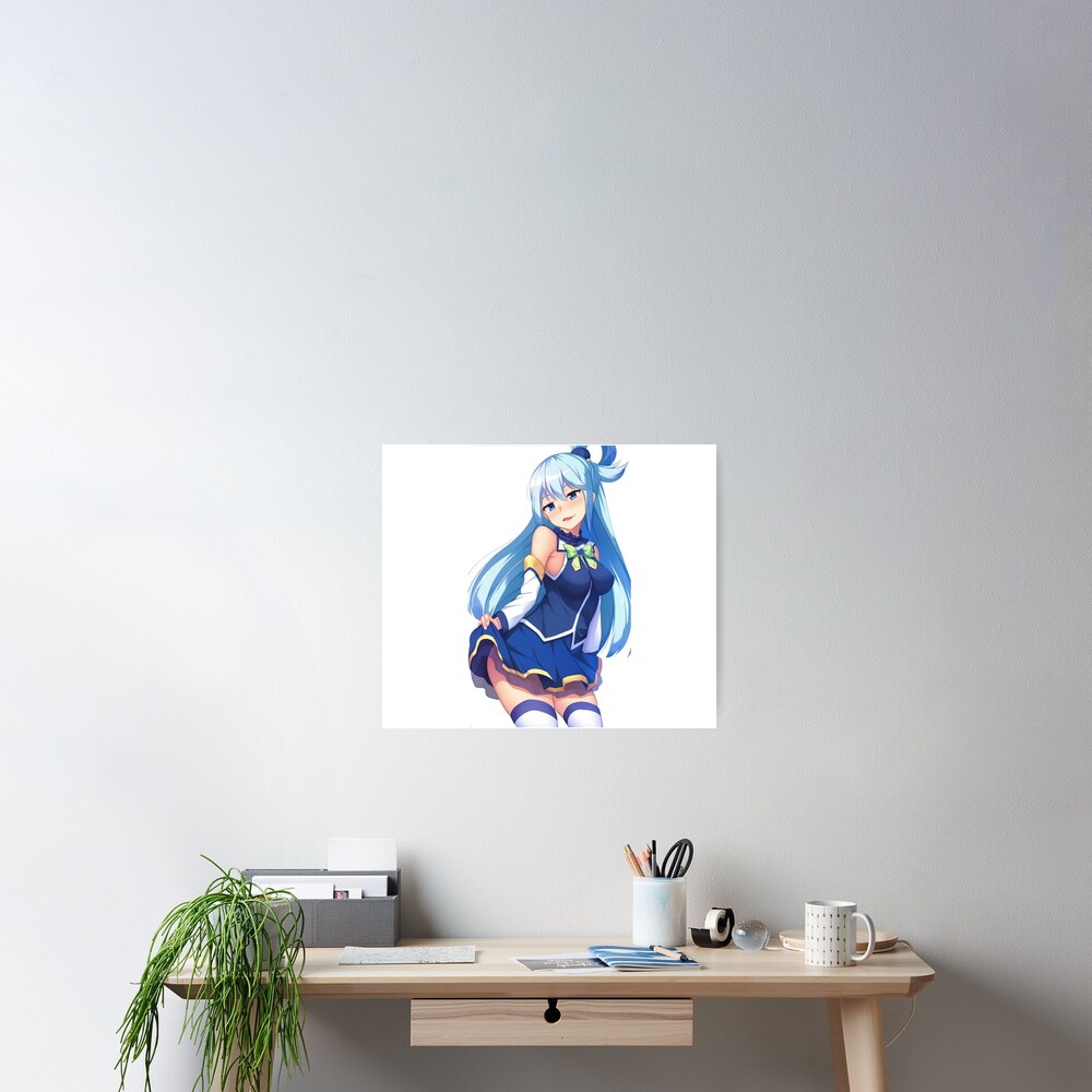 Shy Aqua KonoSuba Anime Girl Mounted Print for Sale by slinkraz