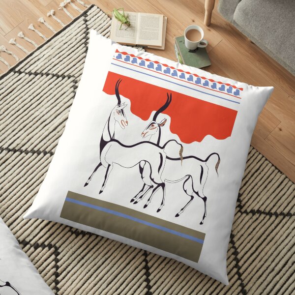 Minoan Antelope Fresco Restoration Floor Pillow