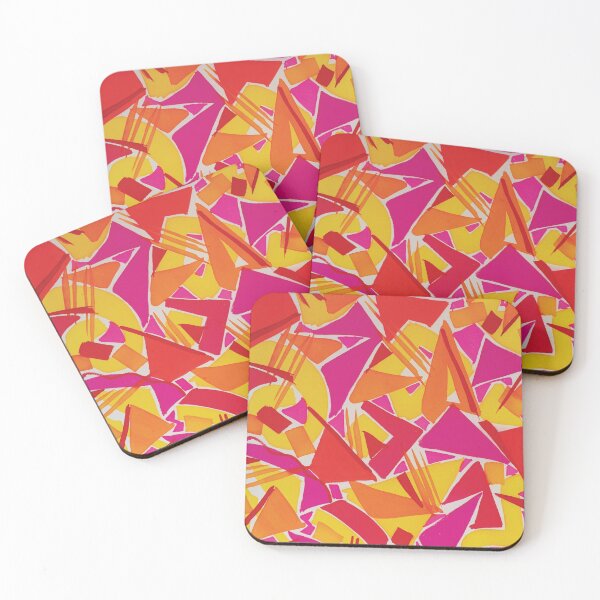 Item preview, Geometric Abstract in Pink ,Red and Yellow designed and sold by Leslie Rogers Todder.