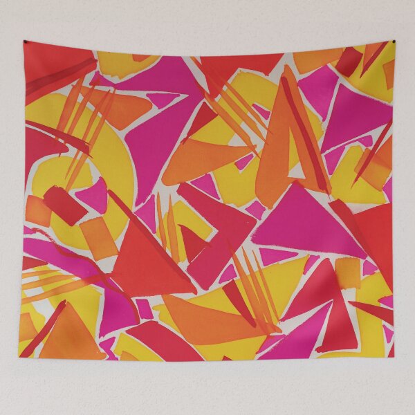 Item preview, Geometric Abstract in Pink ,Red and Yellow designed and sold by Leslie Rogers Todder.