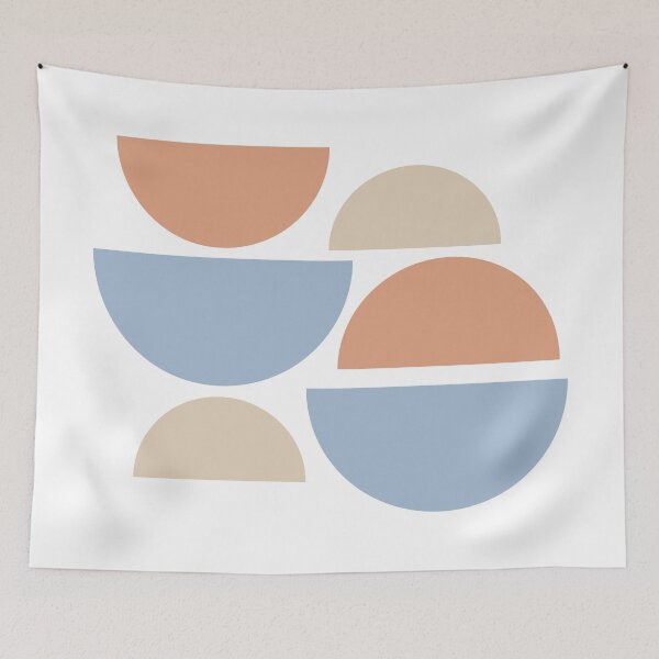 Item preview, Orange Beige Blue Geometric Half Circles designed and sold by CallaStatements.