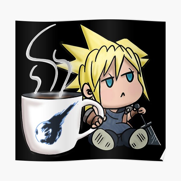 Póster «Chibi Cloud Coffee Kawaii Final Fantasy 7 Cloud Strife» de ...