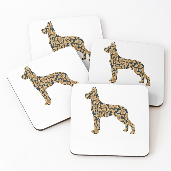 Item preview, great dane dog golden ornamental floral gift designed and sold by alaechamlal.