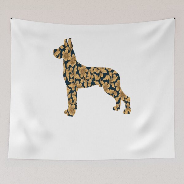 Item preview, great dane dog golden ornamental floral gift designed and sold by alaechamlal.