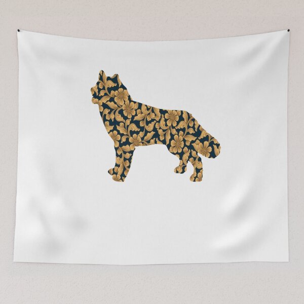 Item preview, siberian husky dog golden ornamental floral gift designed and sold by alaechamlal.