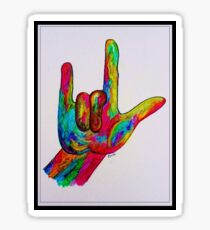 American Sign Language "I LOVE YOU" with a Border Sticker