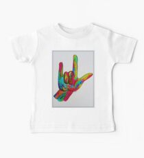 American Sign Language "I LOVE YOU" with a Border Baby Tee