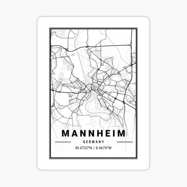 Mannheim Map Print, Mannheim Map Poster, Mannheim Map Wall Art, Mannheim City Map, Map Of Mannheim, Mannheim Map Art Sticker