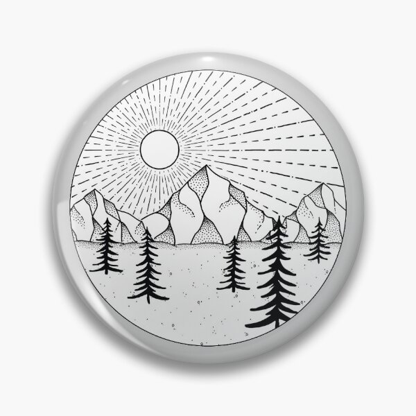 Item preview, Mountain Scene - B&W (Minimalistic Line Art) designed and sold by betterchemicals.