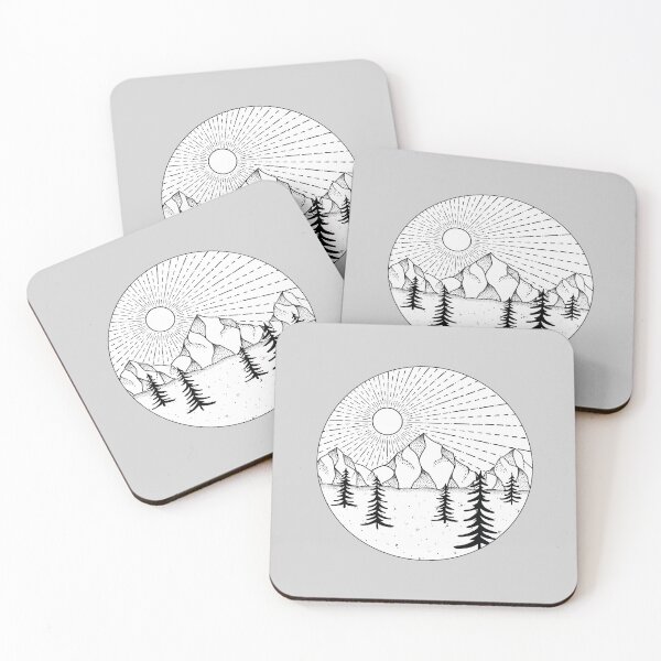 Item preview, Mountain Scene - B&W (Minimalistic Line Art) designed and sold by betterchemicals.