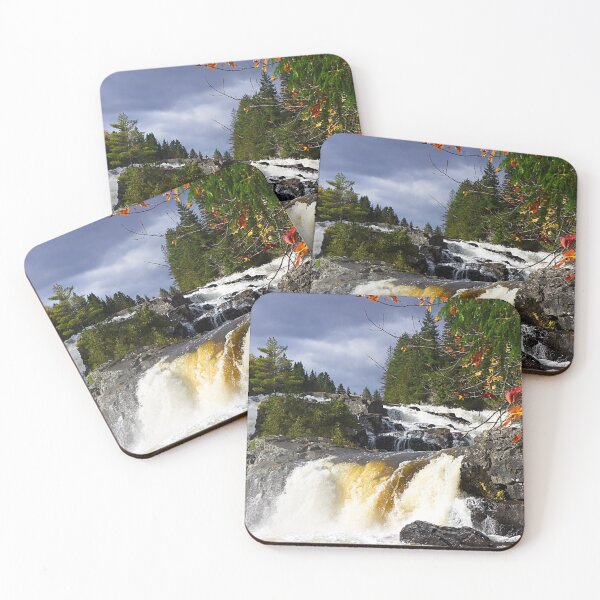 Item preview, Waterfalls in Autumn with cloudy sky designed and sold by celinebisson.