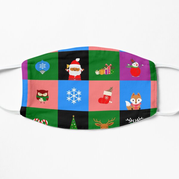 christmas african santa claus colorblock Flat Mask