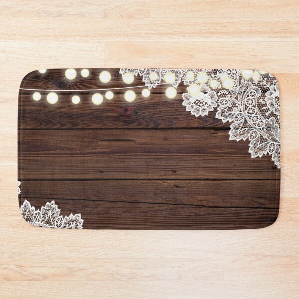 Item preview, rustic brown woodgrain country barn wood white lace string lights  designed and sold by LEILA ART SPACE.
