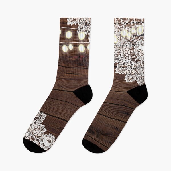 Item preview, rustic brown woodgrain country barn wood white lace string lights  designed and sold by LEILA ART SPACE.