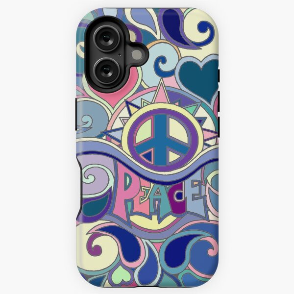 Aperçu de l'œuvre Hippy psychédélique rétro paix Art bleu créée et vendue par Alondra.