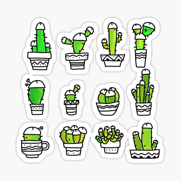 COCK PLANTS CACTUS GREEN WATERCOLOR Sticker